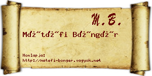 Mátéfi Böngér névjegykártya
